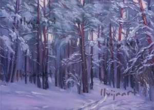 Ziemas krāsās" 50x70, aud., eļļa, 2024.