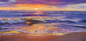 "Zelta viļņi' 102x49, aud., eļļa, 2024.