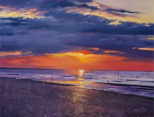 "Saulrieta krāsās" 101x77, aud., eļļa, 2023.