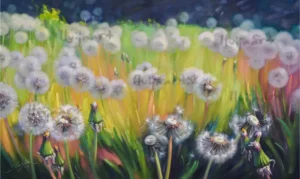 "Pieneņpūkas" 100x60, aud., eļļa, 2024.